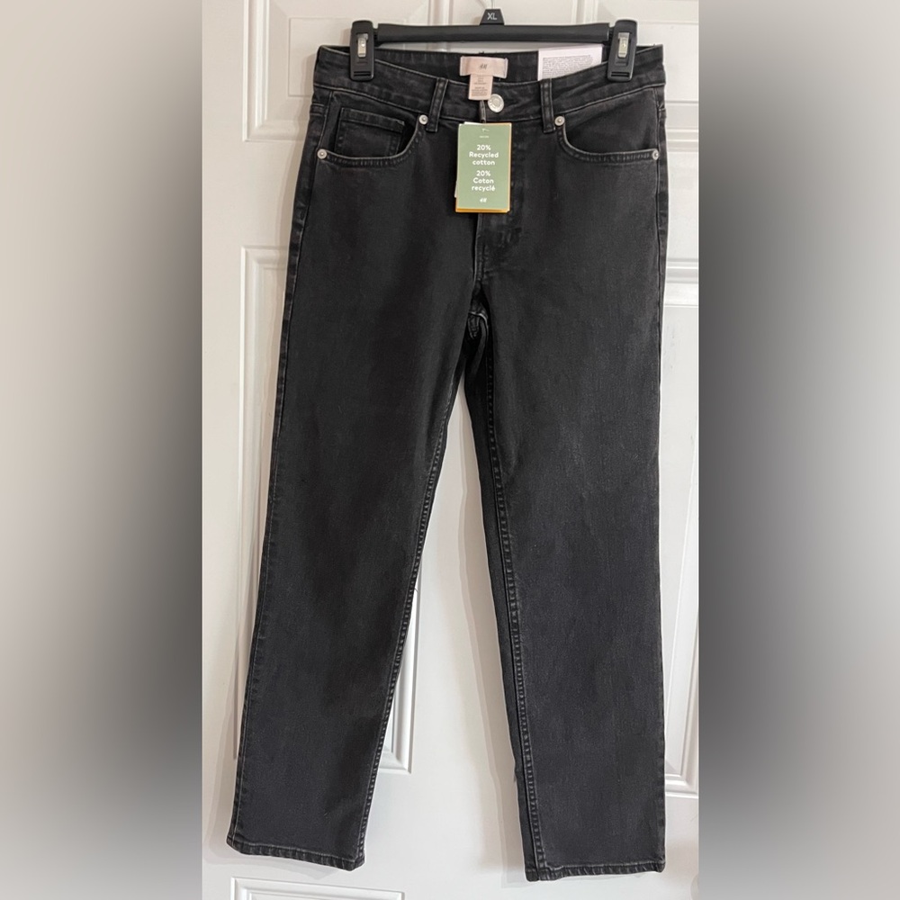 NWT H&M Jeans Women’s‎ 4 Slim Regular Ankle Black Straight Leg Comfort Stretch